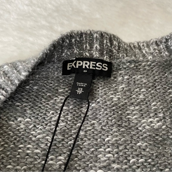 NWT Express Marled Gray Knit Lace Front Sweater - Picture 6 of 11